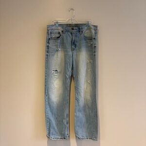 American Eagle Outfitters Men's Faded Relaxed Distressed Loose Fit Denim Jeans